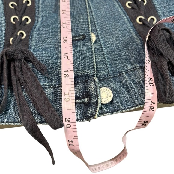 REFUGE - SIZE XS (OVERSIZED) - DARK WASH DENIM WITH LACE-UP FRONT BLACK PANEL - Picture 10 of 10